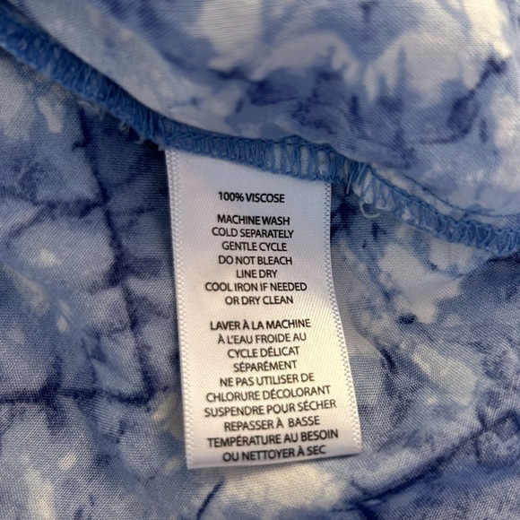 Beach Lunch Lounge Blue & White Tie Dye V-Neck Summer Vacation Dress Size Small - Picture 7 of 7